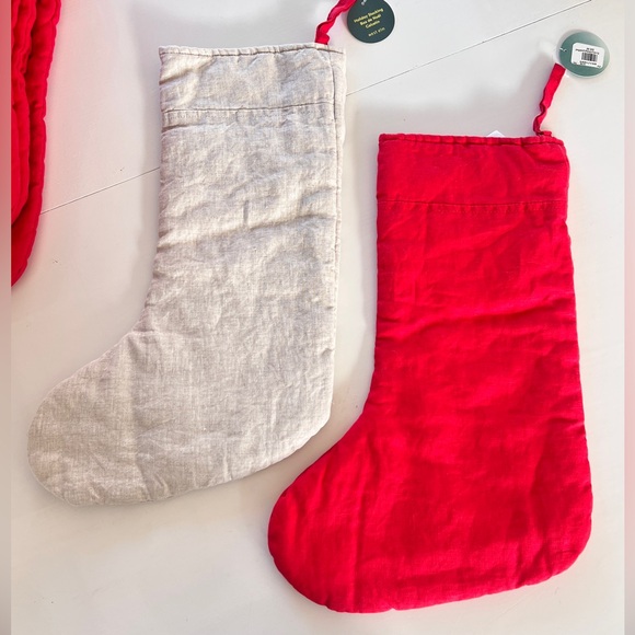 West Elm Pottery Barn Neutral Linen Stockings NWT - Picture 7 of 7